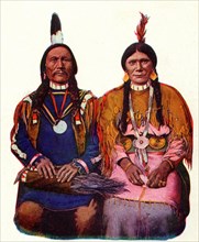 Carte postale représentant le chef Indien Charlie  Buckskin et sa femme