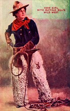 Buffalo Bill's Wild West, postcard representing a cow-girl