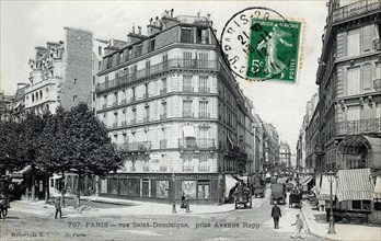Buffalo Bill's Wild West, vue d'un des bureaux de vente parisiens, au coin de la rue saint Dominique et de l'Avenue Rapp