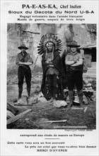 Carte postale souvenir représentant PA-S-AS-KA, chef indien Sioux du Dakota du Nord