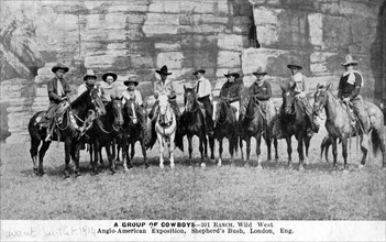 Un groupe de cow-boys du Ranch 101 fondé par George W. Miller en 1892.