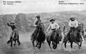 Cow-boys au galop, du Ranch 101, fondé par George W. Miller en 1892.