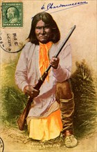 Photo card representing Géronimo (1829-1909), chief ot the Chiricahuas Apache tribes