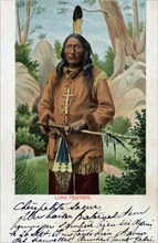 Carte postale représentant l'indien "Long Feather"