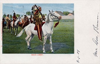 Carte postale représentant un chef indien Sioux