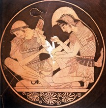 Greek vase, applying a bandage