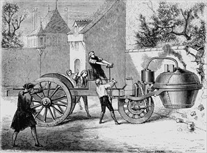 The first steam engine tested by French inventor Cugnot in 1770