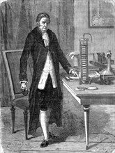 Volta developing the electromotor or electrical pile, December 1799.