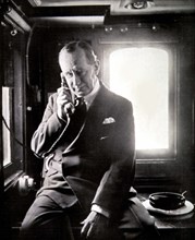 Marconi in the cabin of the 'Electra' yacht, in 1930