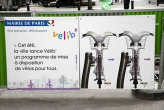 Affiche pour le lancement des Velib' à Paris