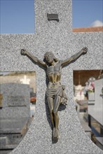2009, Atienza, christ, cimetière, croix, Espagne : province de Guadalajara en Castille La Mancha