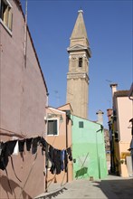 2009, église San Martino, Burano, ile de la lagune de Venise, linges, Venise