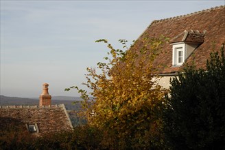 automne, Bourgogne, cheminée, Mur, octobre 2009, toit, Vezelay