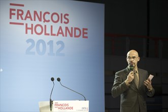 Stéphane Caristan au meeting de François Hollande au palais des sports de Créteil le 11/02/2012