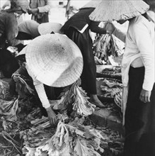 Marché de Haïphong, dans la région du Tonkin, en Indochine