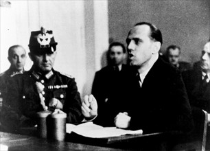 Hitler: assassination attempt, July 20, 1944.  Trial of Count von Moltke, a conspirator.