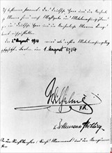 Ordre de mobilisation portant la signature de l'empereur allemand Guillaume II (1914)