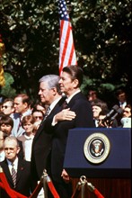 Helmut Schmidt et Ronald Reagan