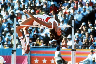 Ulrike Meyfarth, lors des jeux olympiques de Los Angeles en 1984