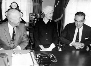 Rainier III et Grace de Monaco, en compagnie de Dwight D. Eisenhower, 1956