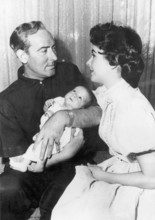 Michael WILDING and Elizabeth TAYLOR with baby