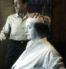 Curd JÜRGENS as a clown in 'The Blue Angel', is made up