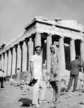 Charles AZNAVOUR with his wife on the Acropolis, Athens 1967