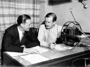 Douglas FAIRBANKS Jr. and Oliver BALDWIN in the BBC Studio, 1933