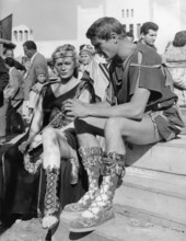 Anita EKBERG and George MARCHAL on the set of  'In the Sign of Rome', 1958