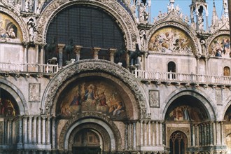 Front of St. Mark's Basilica in Venice.