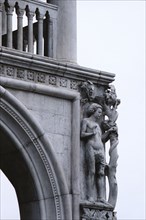 The Ducal Palace in Venice : detail of the front.