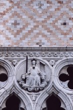 The Ducal Palace in Venice : detail of the front.