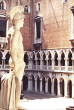 The Ducal Palace in Venice: Mars Statue in the yard.