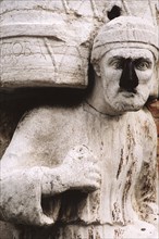 Le Palais Mastelli à Venise : détail d'une statue "Mori".