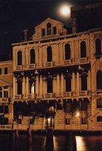 Contarini Palace by night in Venice.