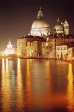 The Santa Maria della Salute Church and the Grand Canal in Venice.