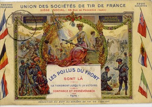 Vintage postcard - Union des Sociétés de Tir de France - 1916