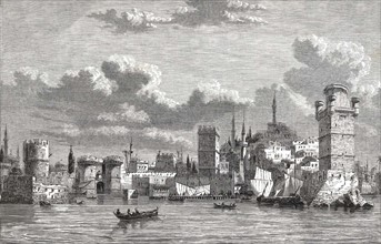View of the city of Rhodes during the Crusades.