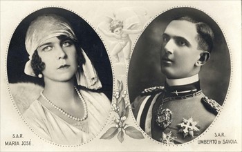 Marie-José de Belgique et Humbert II de Savoie.