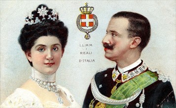Vittorio Emanuele III et Elena, Rois d'Italie.