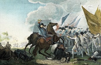 Cavalerie et infanterie attaquant les Prussiens en Septembre 1792
