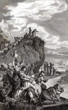 Passage de la Bible : les Hébreux traversant la Mer Rouge à la sortie d'Egypte