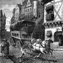 Stagecoach entering Munich, 1890