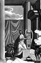 Prophet David playing harp