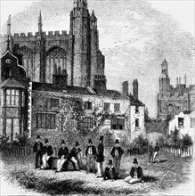 Gravure représentant le Eton College en 1860