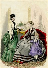 Women's fashion, about 1870