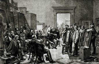 Le jury anglais choisit les tableaux pour l'Exposition Universelle de 1878 à Paris