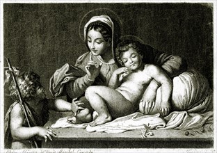 La Vierge Marie tenant l'enfant Jésus dans ses bras. Annibal Carrache