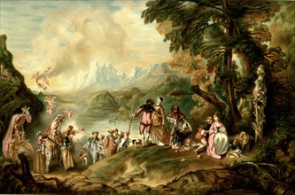 Pélerinage à l'île de Cythère. Peinture de Watteau
