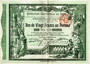 Twenty francs bearer voucher